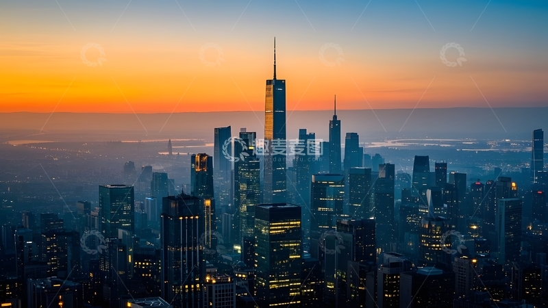 高清大图下载【趣麦麦图】清晨风光城市全景图片