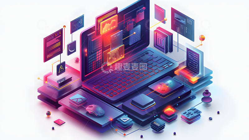 高清大图下载【趣麦麦图】3D笔记本电脑组合