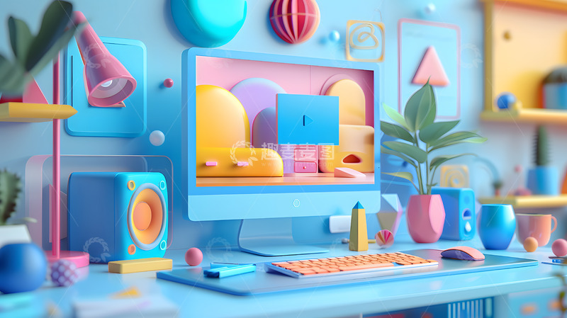 高清大图下载【趣麦麦图】3D电脑桌面彩色电脑