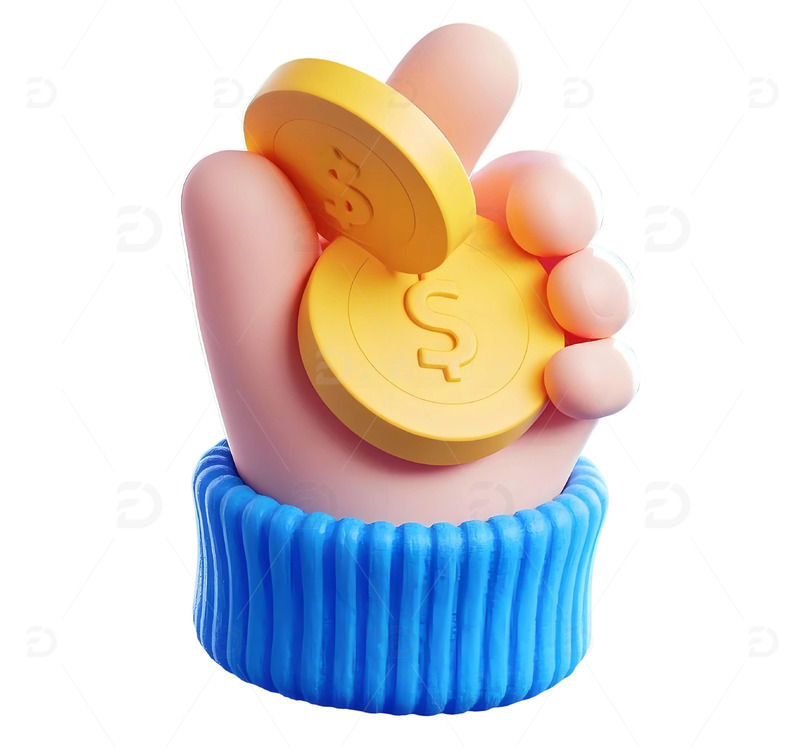3d小手拿硬币免扣素材1