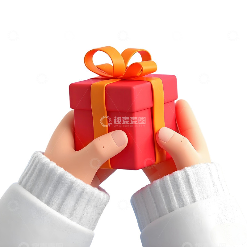 高清大图下载【趣麦麦图】手拿礼物3d免扣素材2