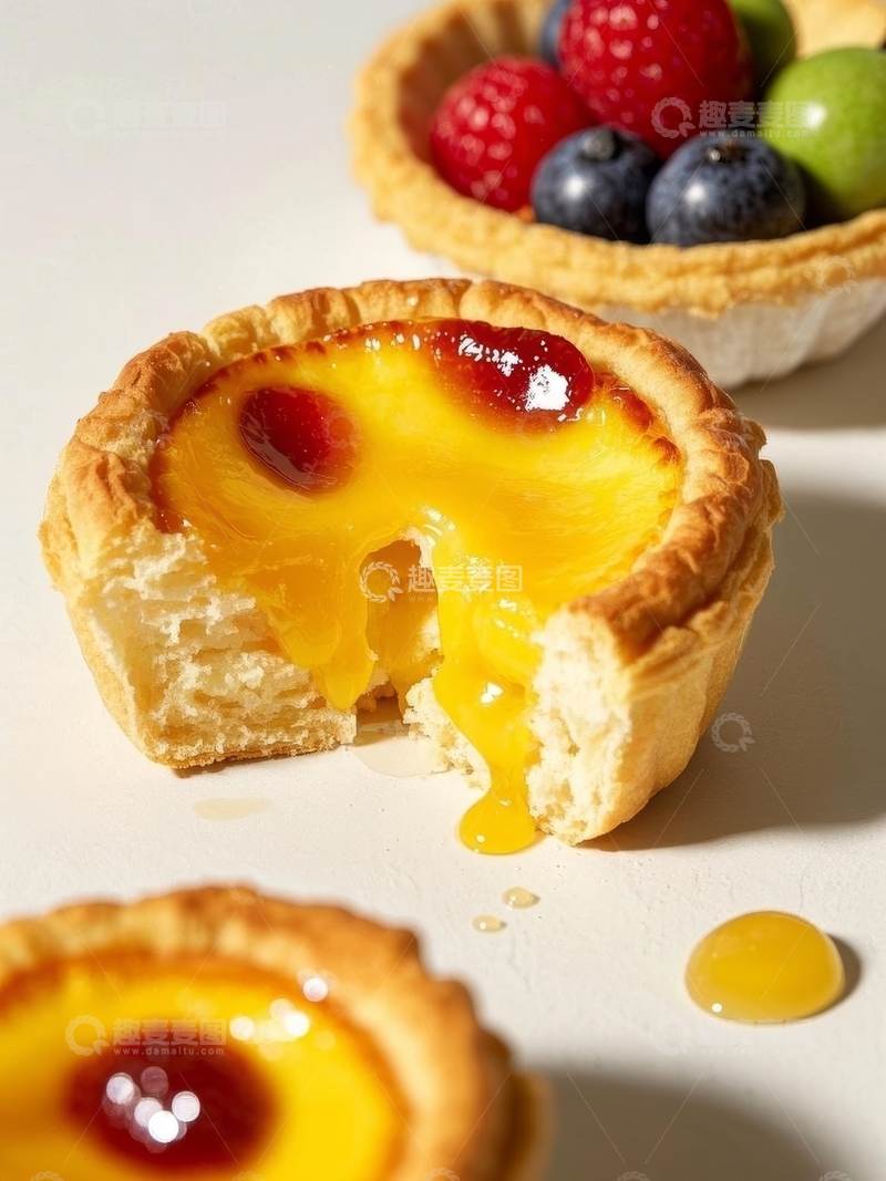 高清大图下载【趣麦麦图】美食甜品烘焙蛋挞高清特写