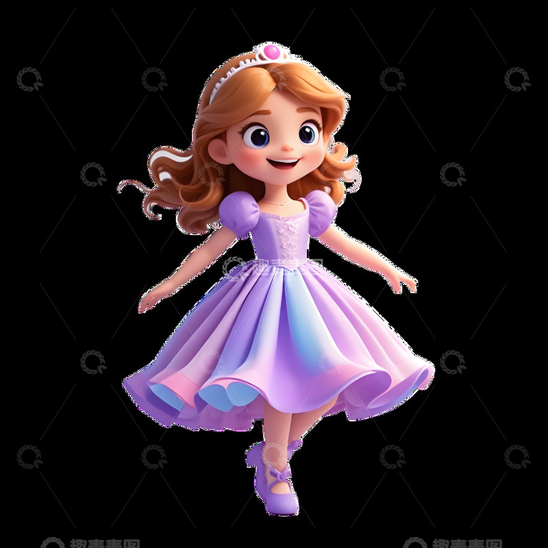 高清大图下载【趣麦麦图】3D卡通跳舞小女孩