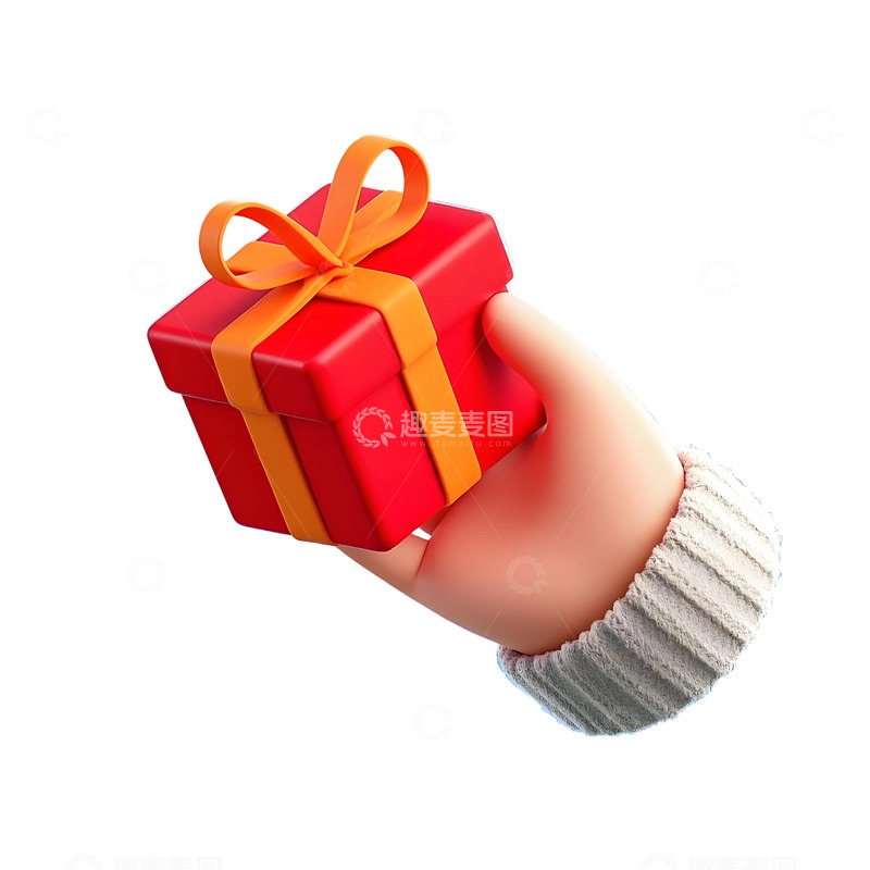 高清大图下载【趣麦麦图】手拿礼物3d免扣素材3