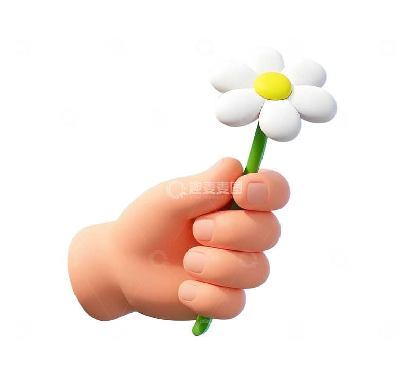 高清大图下载【趣麦麦图】3d小手拿花免扣素材1