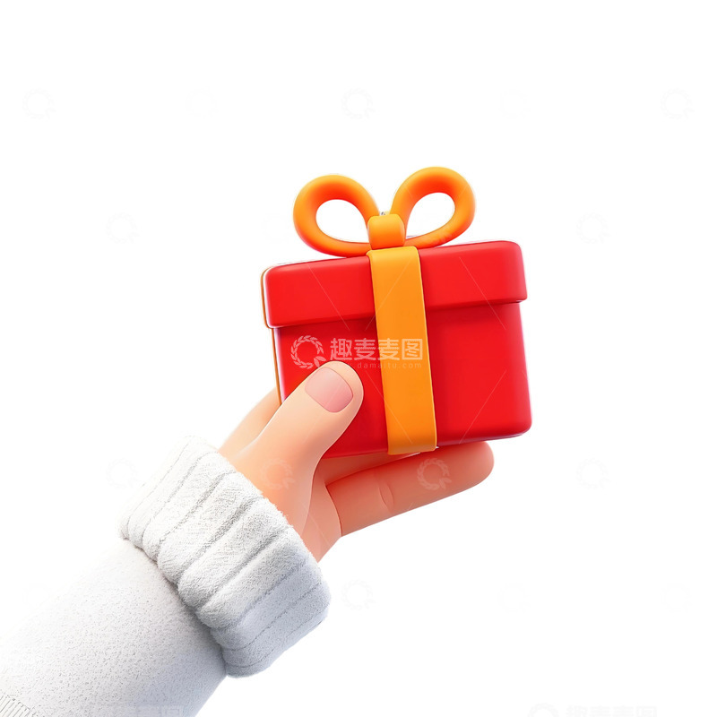 高清大图下载【趣麦麦图】手拿礼物3d免扣素材4