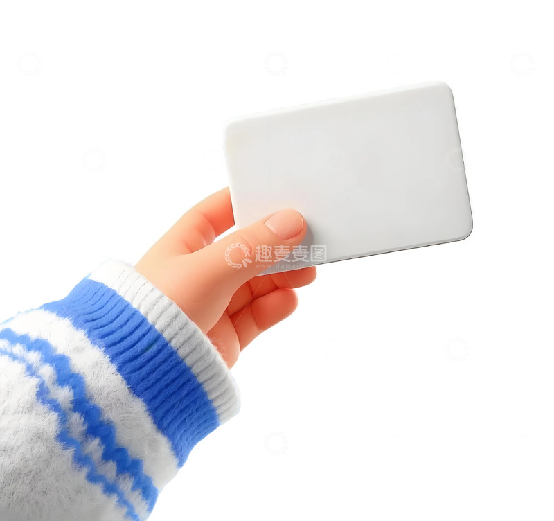 高清大图下载【趣麦麦图】3d小手拿卡片免扣素材