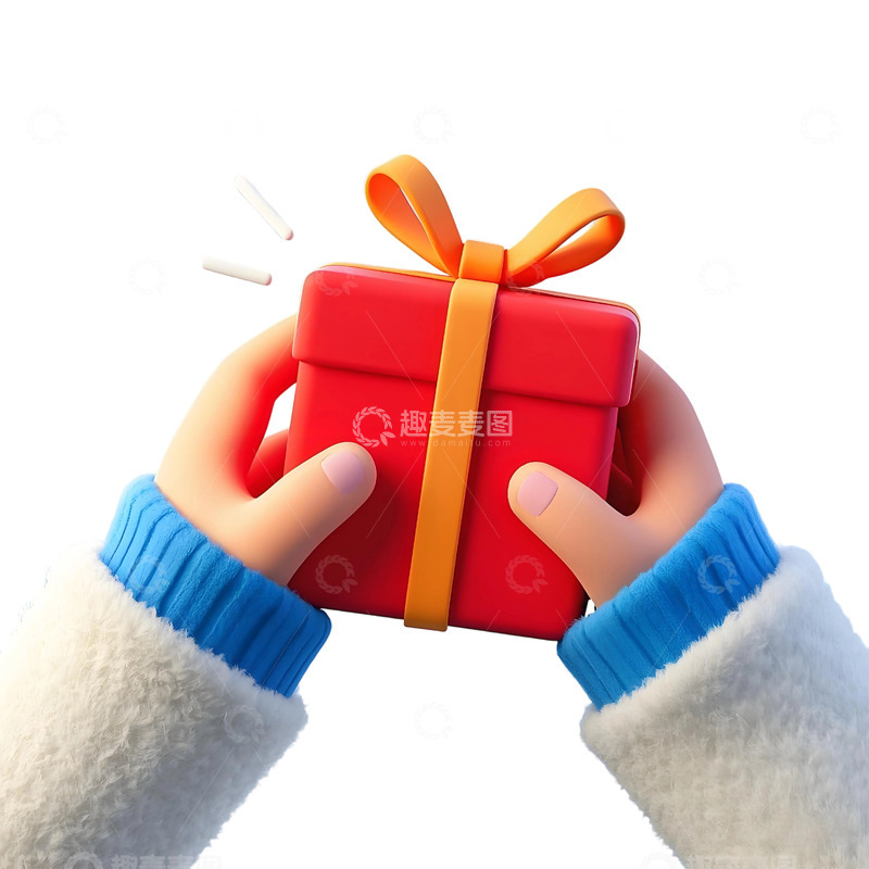 高清大图下载【趣麦麦图】手拿礼物3d免扣素材1