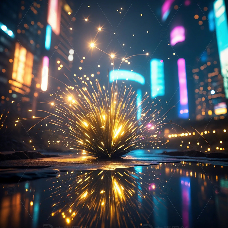 金色放射光线粒子特效