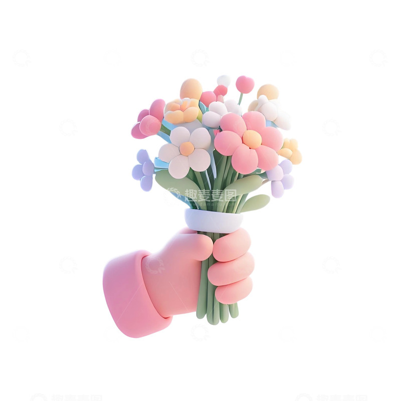 高清大图下载【趣麦麦图】手拿鲜花3d免扣素材9
