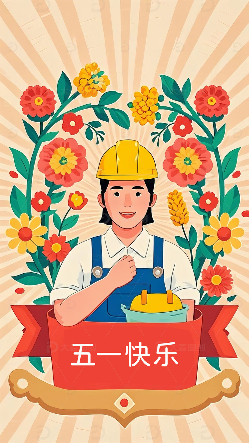 五一 劳动节 插画 职业 人物   背景2