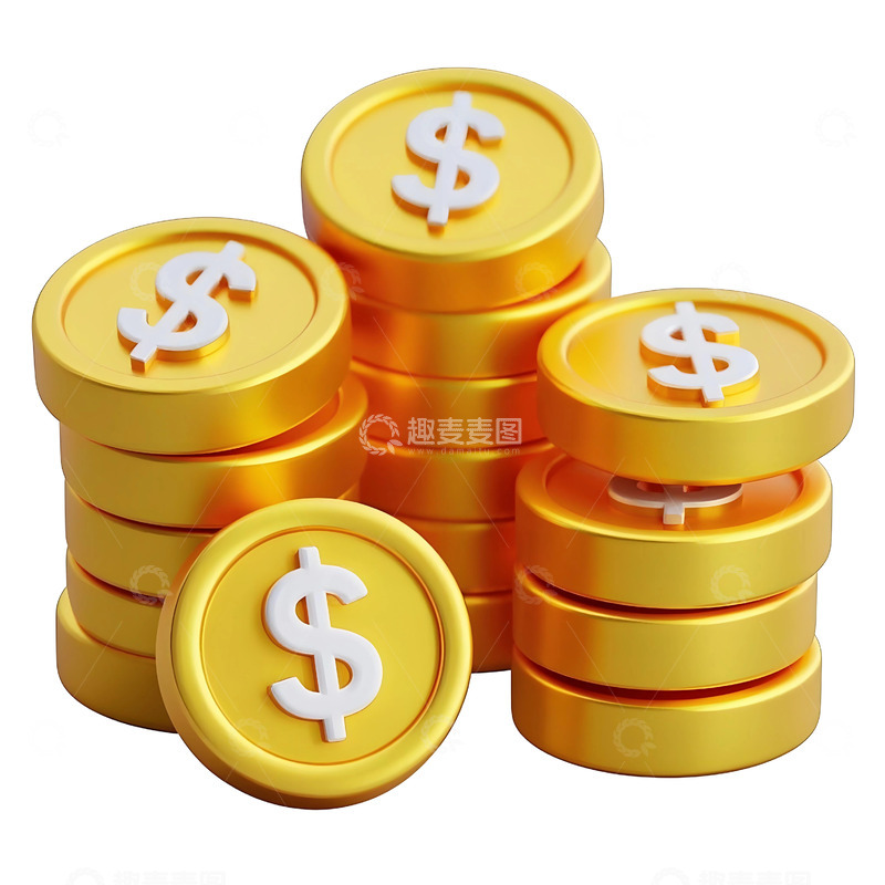 高清大图下载【趣麦麦图】金币3D免扣元素3