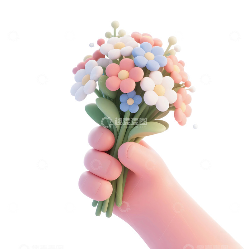 高清大图下载【趣麦麦图】手拿鲜花3d免扣素材7