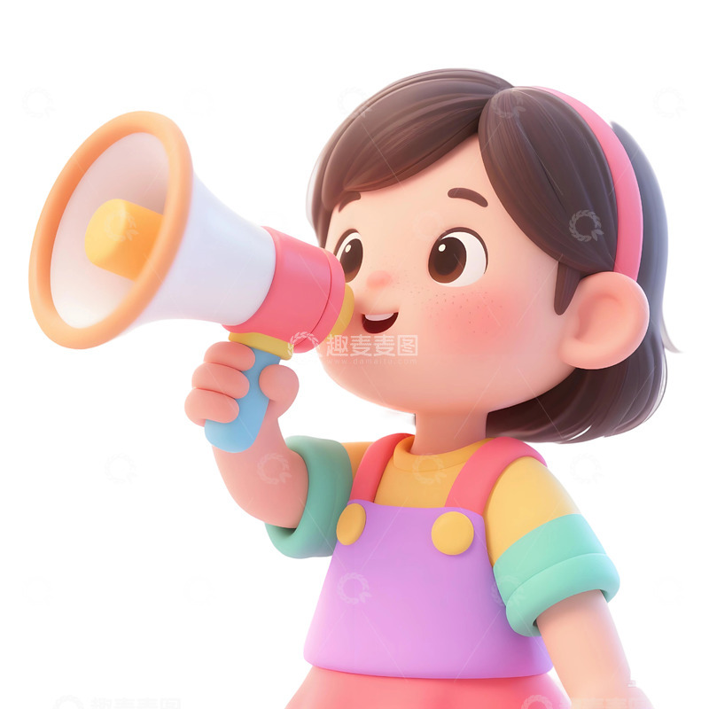 高清大图下载【趣麦麦图】3d小孩手拿喇叭促销免扣素材4