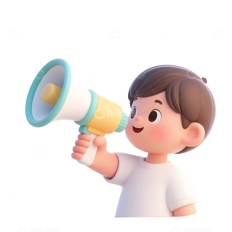高清大图下载【趣麦麦图】3d小孩手拿喇叭促销免扣素材7