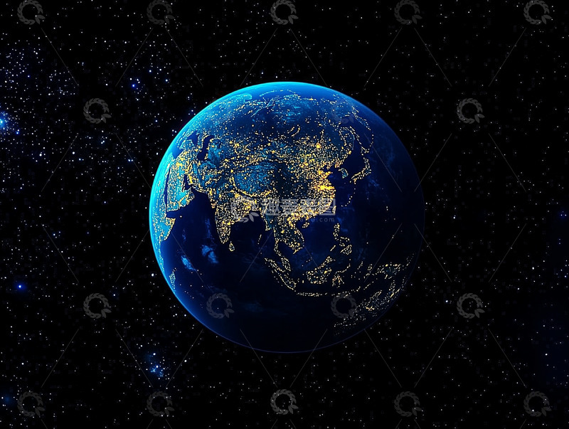 高清大图下载【趣麦麦图】地球夜间灯光璀璨