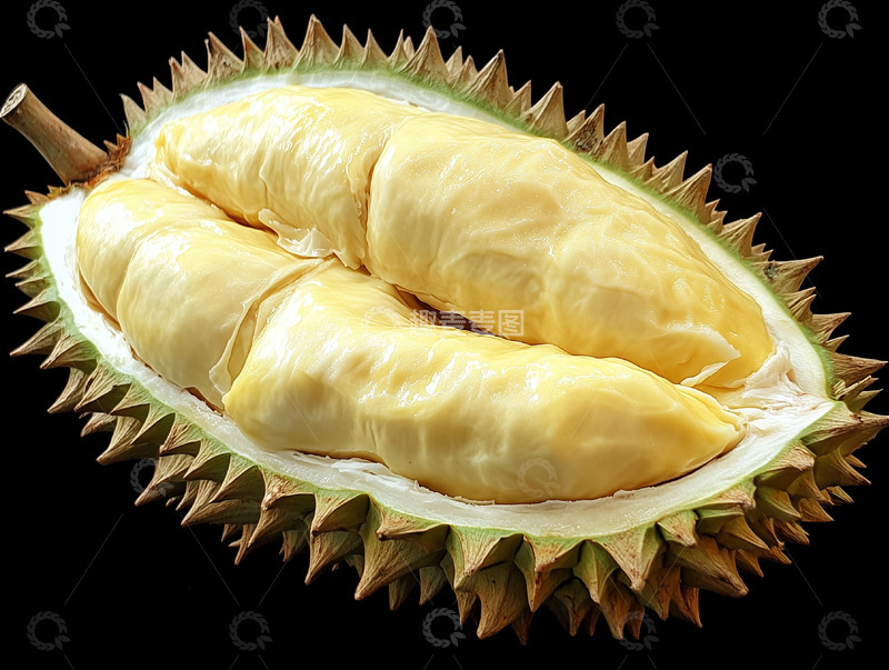 高清大图下载【趣麦麦图】黑底榴莲切面特写