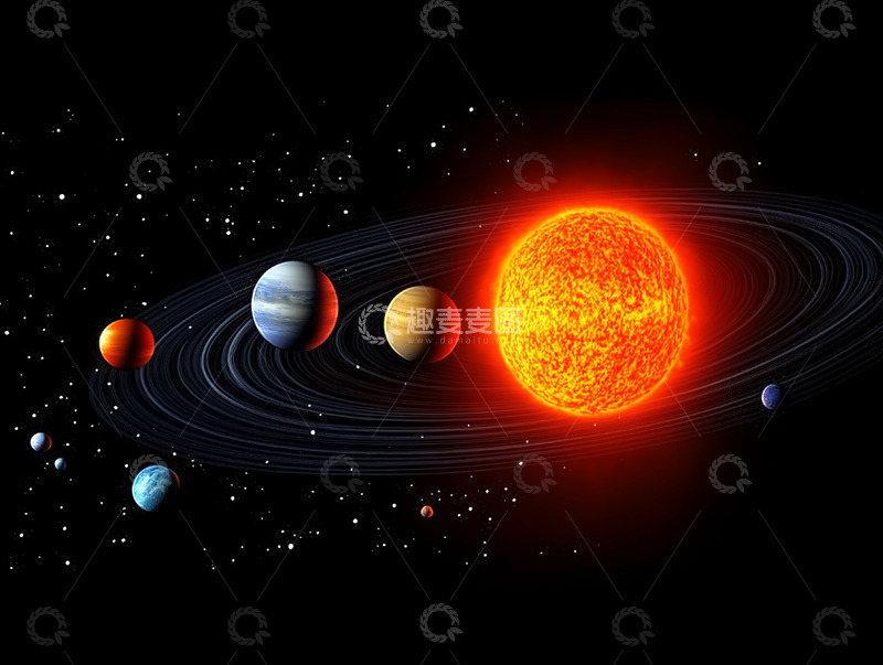高清大图下载【趣麦麦图】太阳系行星排列展示