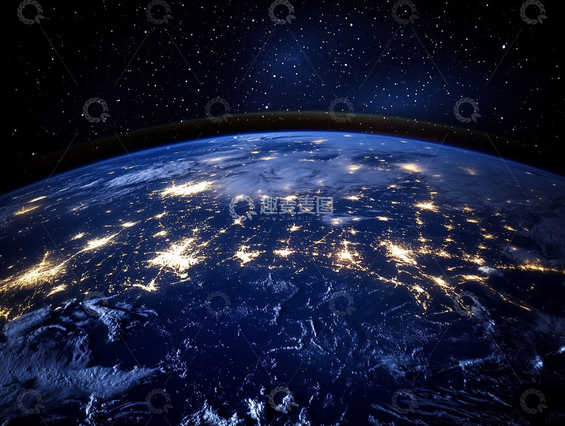 高清大图下载【趣麦麦图】地球灯光夜景俯瞰