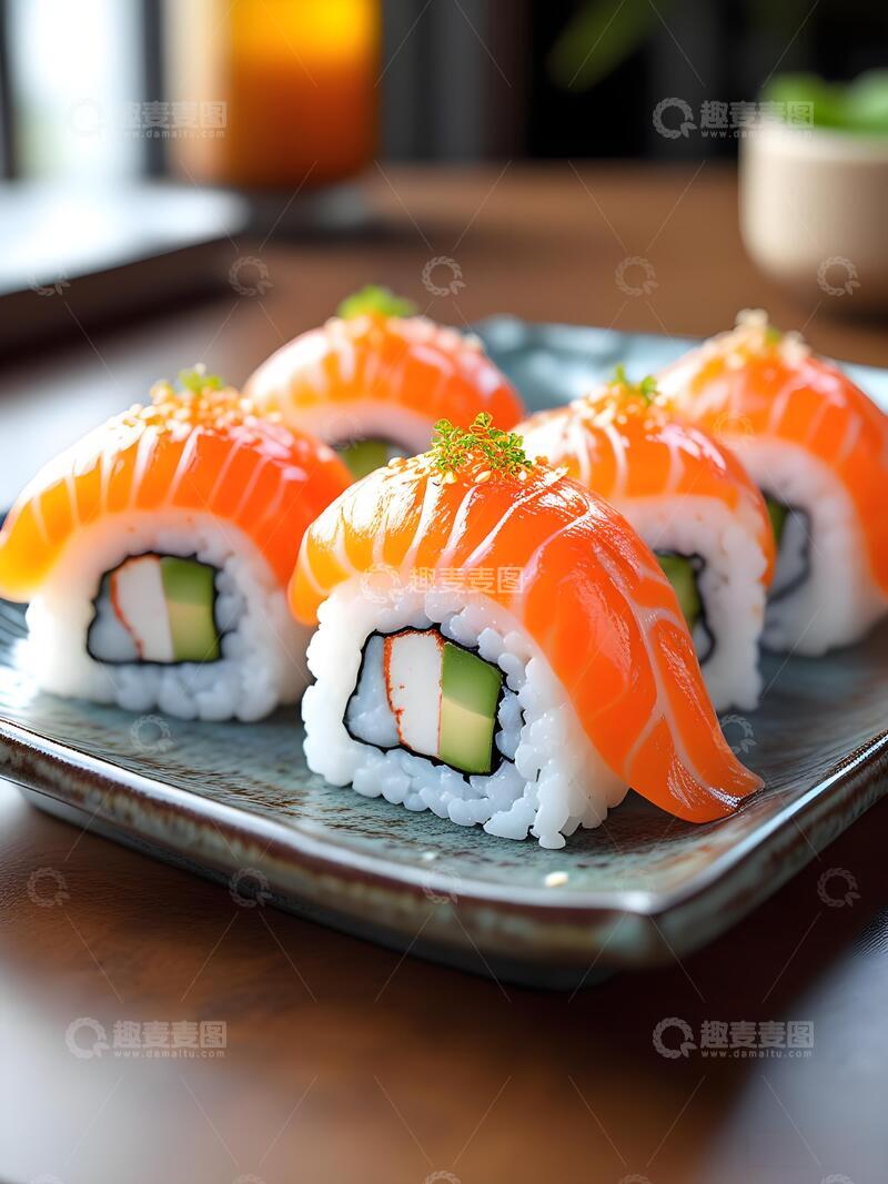 高清大图下载【趣麦麦图】创意杂志海鲜美食日料三文鱼寿司摄影1