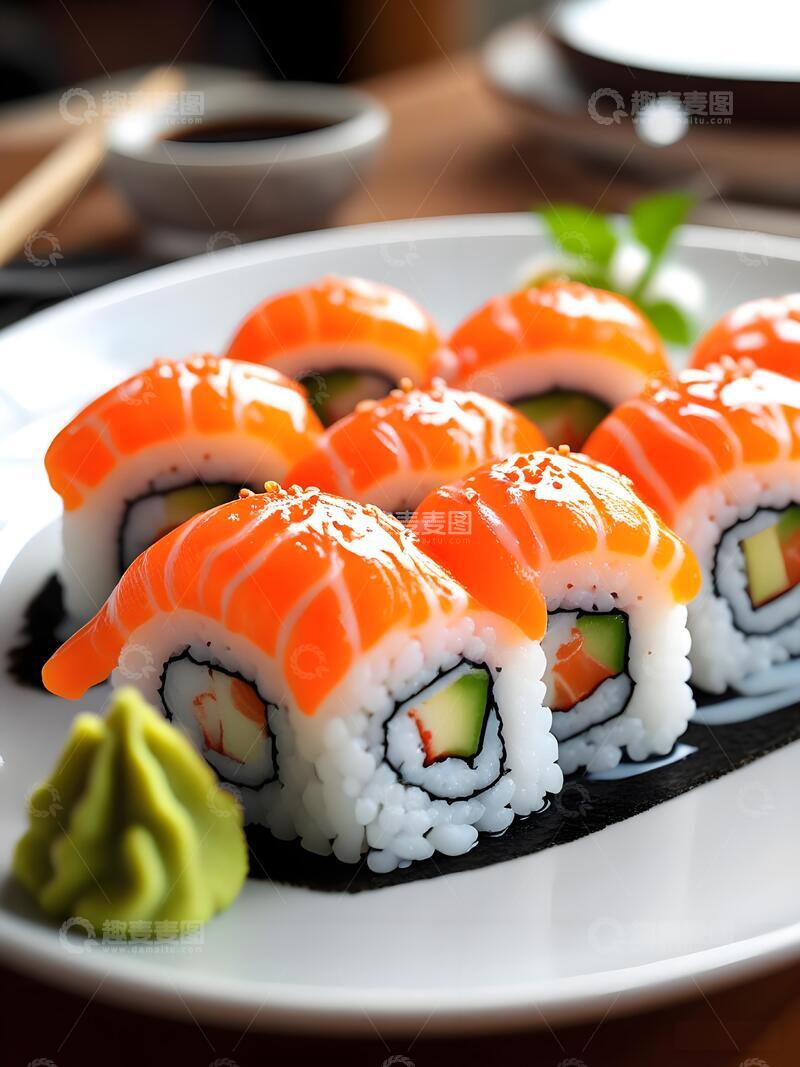 高清大图下载【趣麦麦图】创意杂志海鲜美食日料三文鱼寿司摄影5