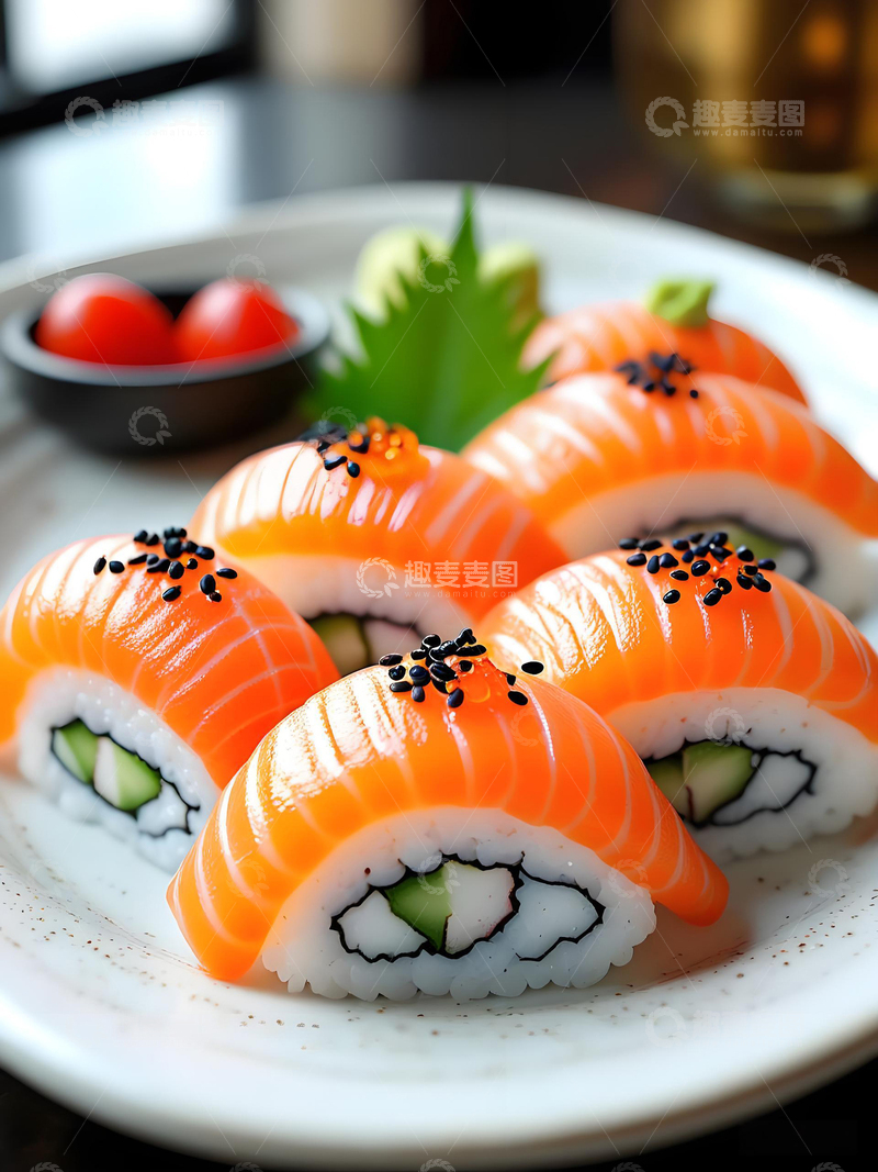 高清大图下载【趣麦麦图】创意杂志海鲜美食日料三文鱼寿司摄影2