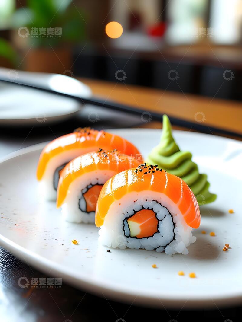 高清大图下载【趣麦麦图】创意杂志海鲜美食日料三文鱼寿司摄影4