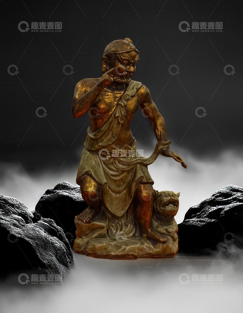 高清大图下载【趣麦麦图】伏虎罗汉塑像