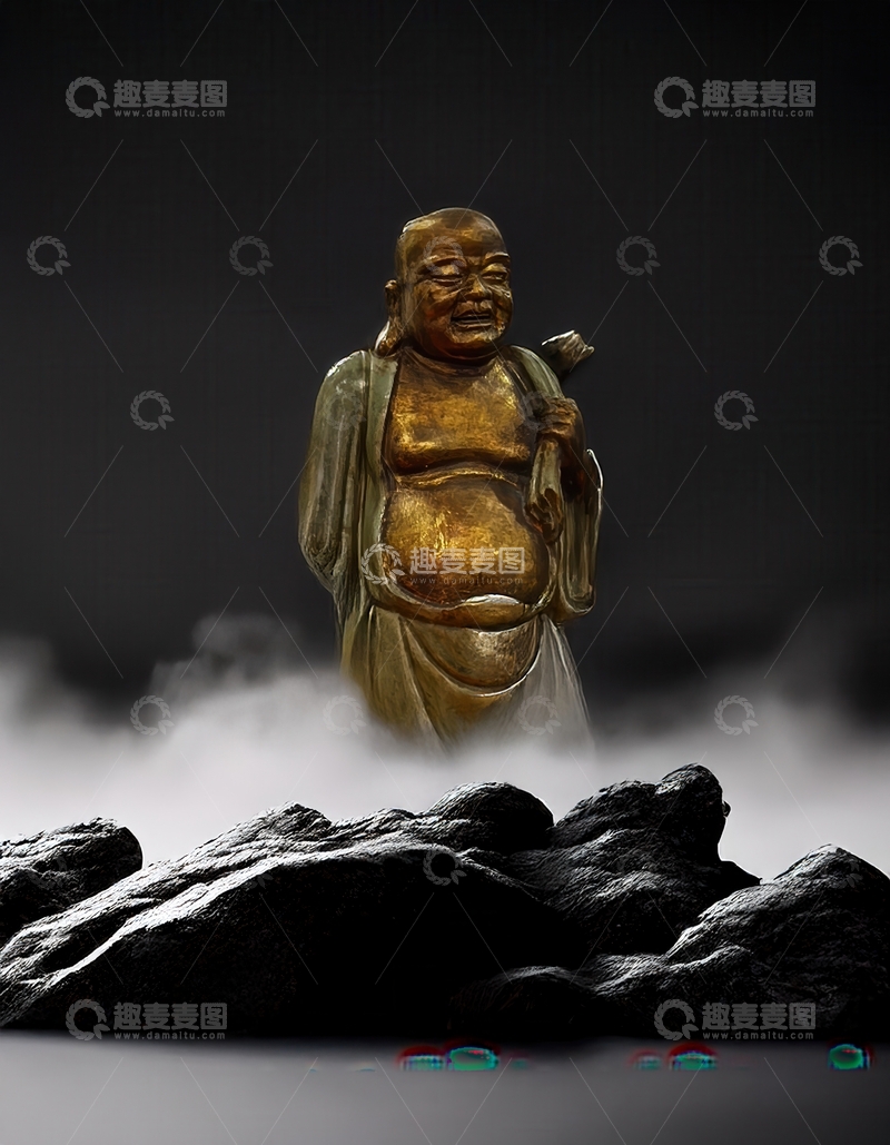 高清大图下载【趣麦麦图】持荷罗汉雕像