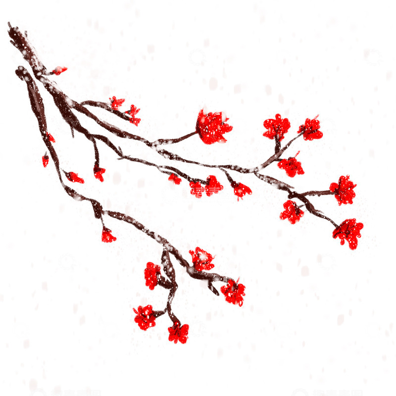 源文件下载【趣麦麦图】-雪中寒梅手绘