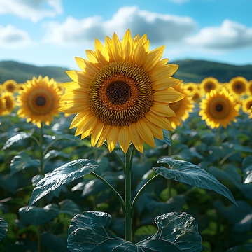 夏天盛开的向日葵花特写3