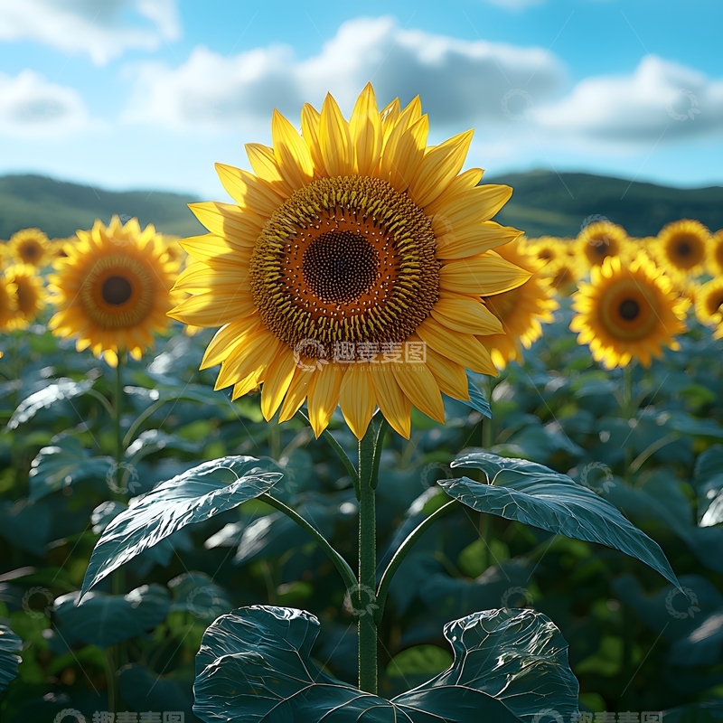 高清大图下载【趣麦麦图】夏天盛开的向日葵花特写3