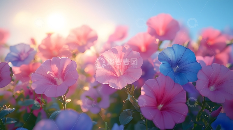 高清大图下载【趣麦麦图】日光下盛开的牵牛花特写2