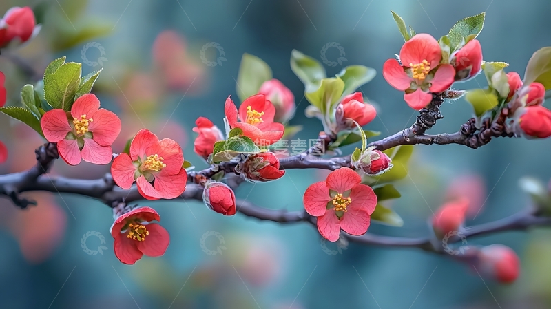 高清大图下载【趣麦麦图】春季红色桃花特写4