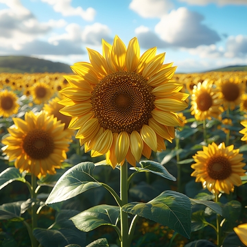 夏天盛开的向日葵花特写1