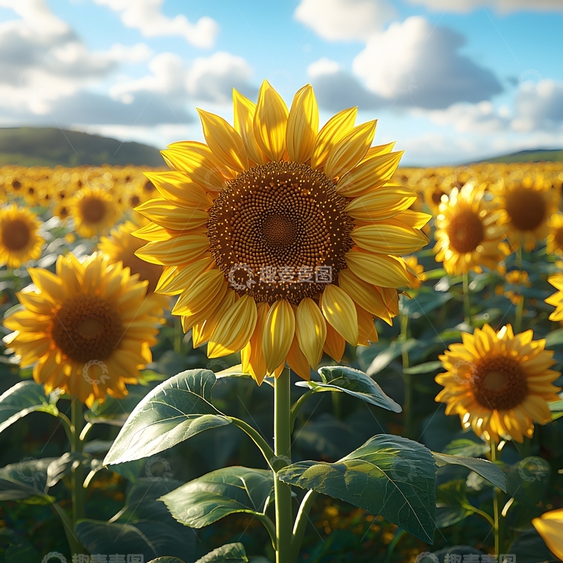 高清大图下载【趣麦麦图】夏天盛开的向日葵花特写1