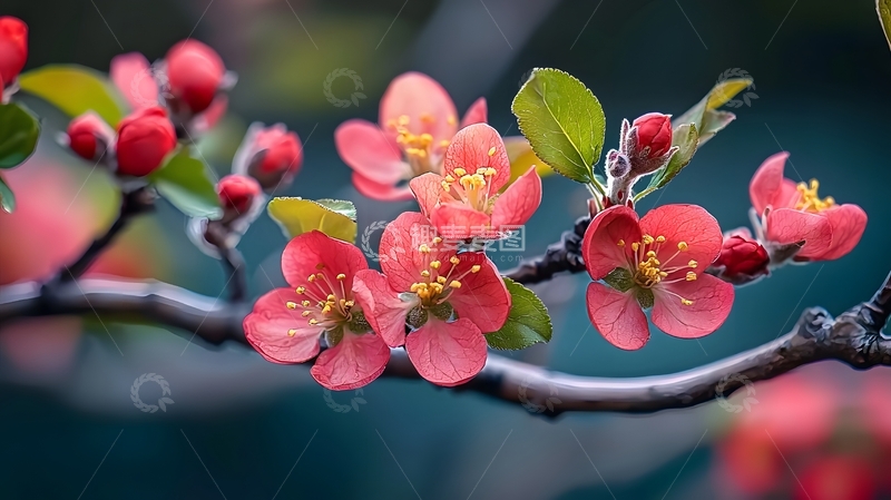 高清大图下载【趣麦麦图】春季红色桃花特写6