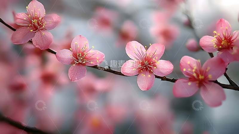 高清大图下载【趣麦麦图】春季粉红桃花特写2