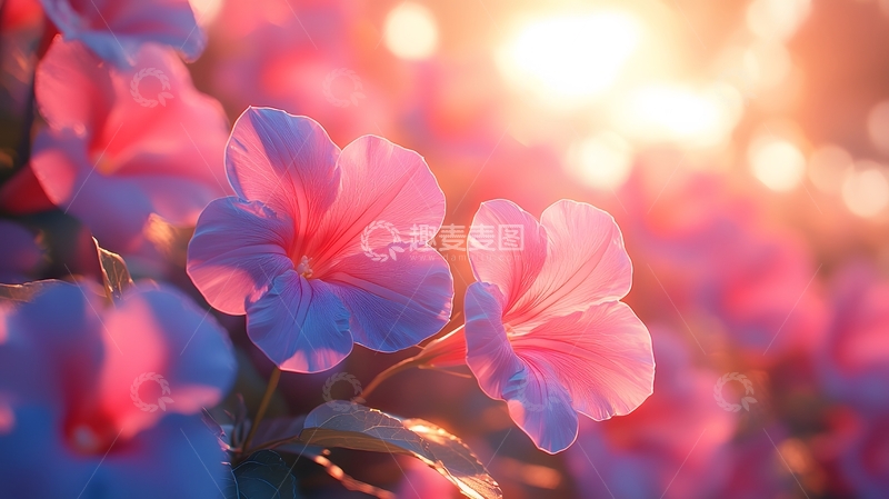 高清大图下载【趣麦麦图】日光下盛开的牵牛花特写1
