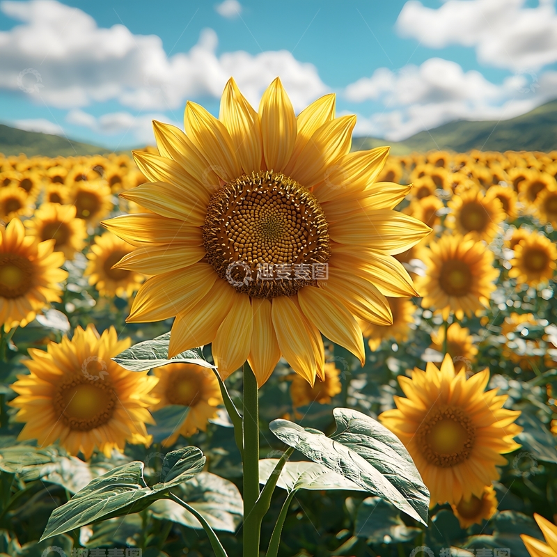 高清大图下载【趣麦麦图】夏天盛开的向日葵花特写