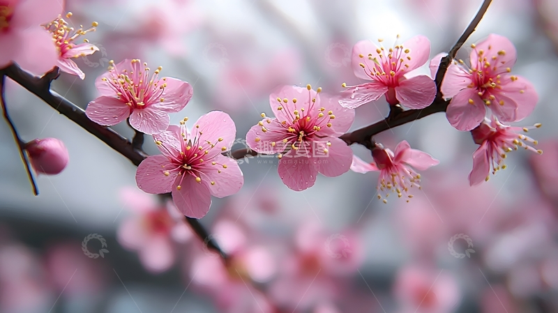 高清大图下载【趣麦麦图】春季粉红桃花特写