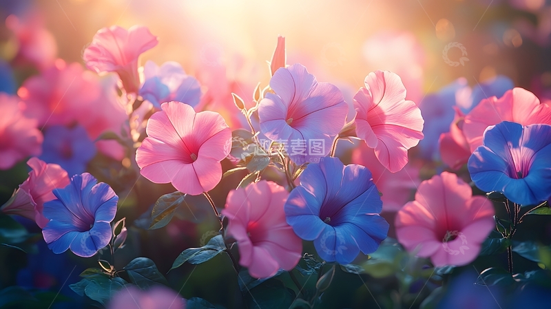 高清大图下载【趣麦麦图】日光下盛开的牵牛花特写3