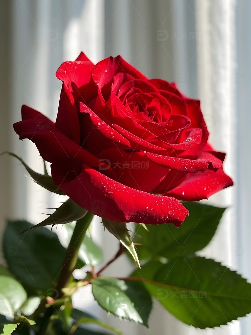 娇艳欲滴盛开的红玫瑰