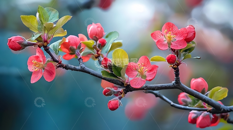 高清大图下载【趣麦麦图】春季红色桃花特写5