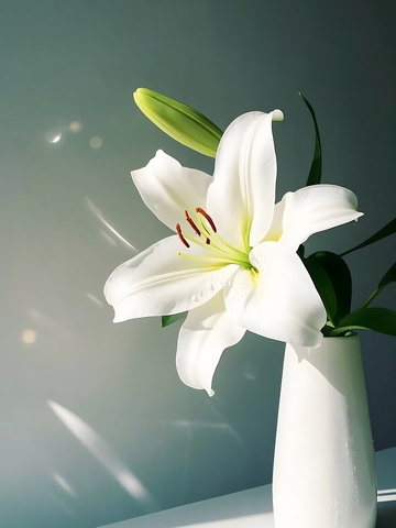  全景拍摄洁白无瑕的百合花 1