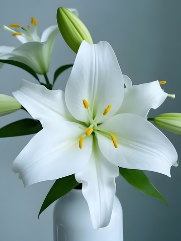  全景拍摄洁白无瑕的百合花 2