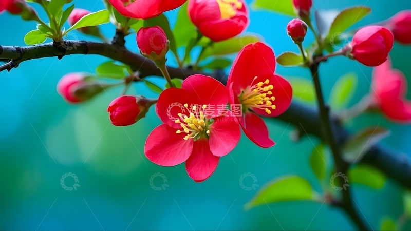 高清大图下载【趣麦麦图】春季红色桃花特写2