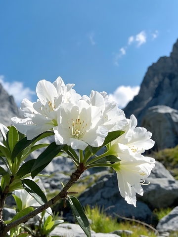 山石间绽放出硕大而艳丽的杜鹃花2