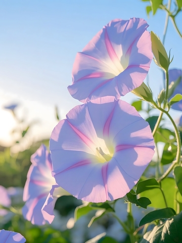 牵牛花藤蔓上喇叭状花朵2
