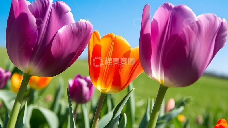 高清大图下载【趣麦麦图】特写拍摄色彩明艳的郁金香3